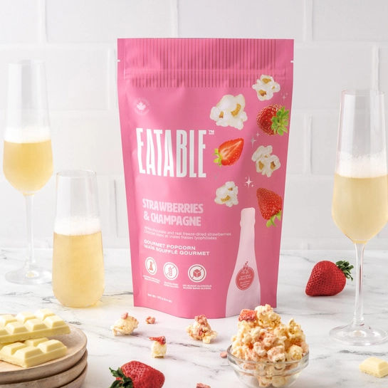 Eatable Strawberries & Champagne Popcorn | Build A Luxury Custom Gift Box for Women with Luxe & Bloom