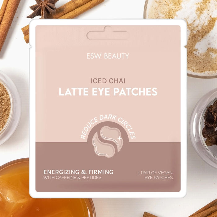 ESW Beauty Iced Chai Latte Eye Patches on Model | Build A Luxury Custom Gift Box for Women with Luxe & Bloom