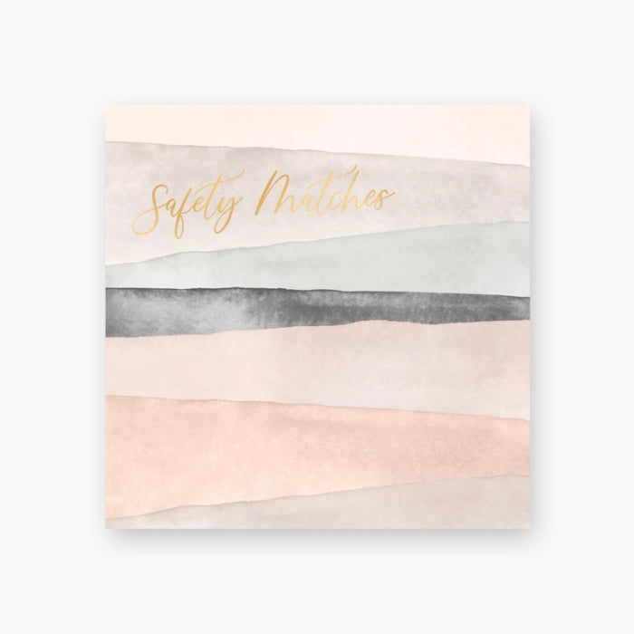 Frankie & Claude Abstract Blush & Grey Matches with watercolor design and 'Safety Matches' text on a white background | Build A Luxury Custom Gift Box for Women with Luxe & Bloom