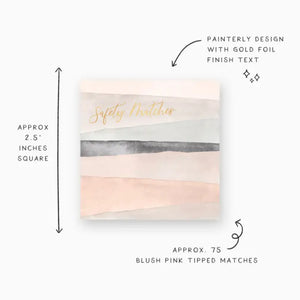 Frankie & Claude Abstract Blush & Grey Matches with watercolor design and 'Safety Matches' text on a white background | Build A Luxury Custom Gift Box for Women with Luxe & Bloom