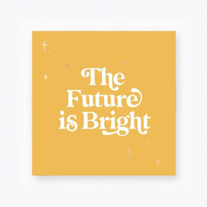 Back view of Frankie & Claude Here Comes The Sun Matchbox with words The Future Is Bright and gold foil sparkle accents | Build A Luxury Custom Gift Box for Women with Luxe & Bloom
