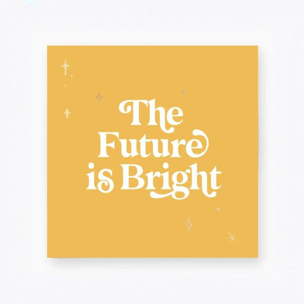 Back view of Frankie & Claude Here Comes The Sun Matchbox with words The Future Is Bright and gold foil sparkle accents | Build A Luxury Custom Gift Box for Women with Luxe & Bloom