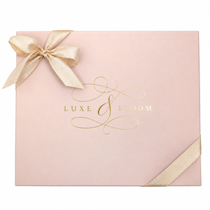 Luxe & Bloom Luxury Large Blush Signature Gift Box with Gold Christmas Ribbon