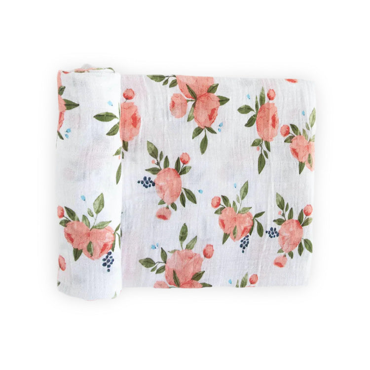 Little Unicorn Watercolor Rose Cotton Muslin Swaddle Blanket | Build A Luxury Custom Baby Gift Box with Luxe & Bloom