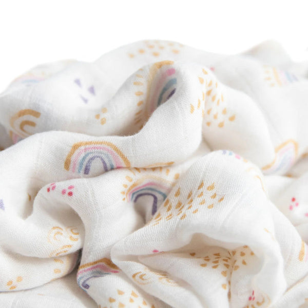 Little Unicorn Rainbows and Raindrops Deluxe Muslin Swaddle Blanket