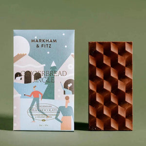 Markham & Fitz Gingerbread Jingle Chocolate Bar on green background | Build A Luxury Custom Christmas Gift Box with Luxe & Bloom