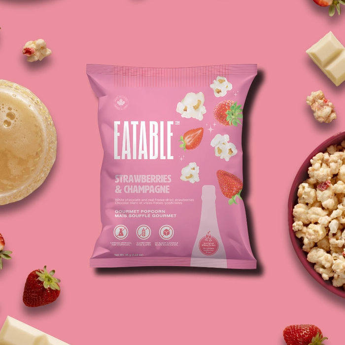 Eatable Mini Strawberries & Champagne Popcorn | Build A Luxury Custom Gift Box for Women with Luxe & Bloom