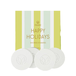 Musee Happy Holidays Shower Steamers on a white background | Build A Luxury Custom Christmas Gift Box with Luxe & Bloom