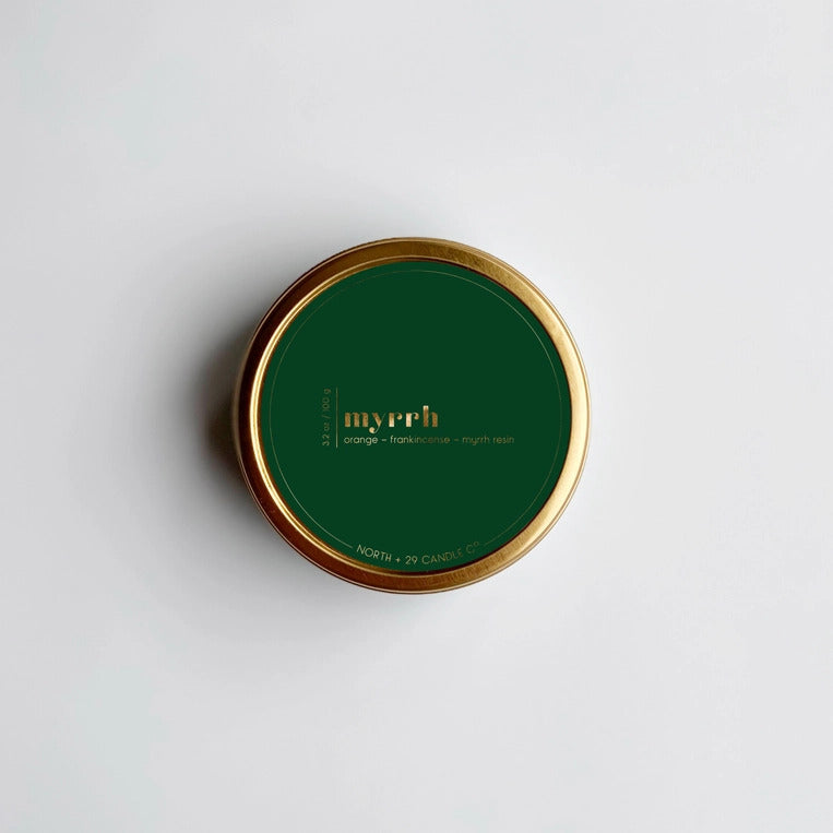 North + 29 Candle Co. Myrrh Christmas Travel Candle | Build A Luxury Custom Gift Box for Women with Luxe & Bloom