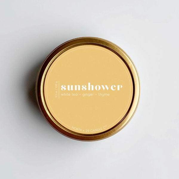 North + 29 Candle Co. Sunshower Travel Candle | Build A Luxury Custom Gift Box for Women with Luxe & Bloom