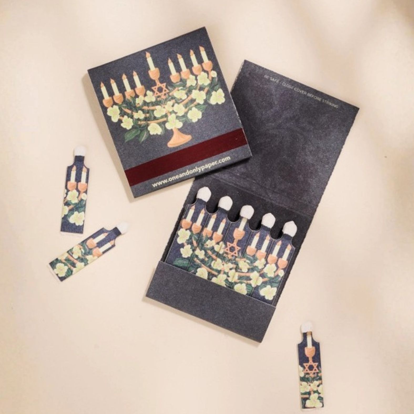 One & Only Paper Floral Menorah Matches | Custom Gift Box