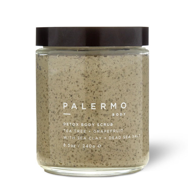 Jar of Palermo Body Detox Body Scrub on a white background