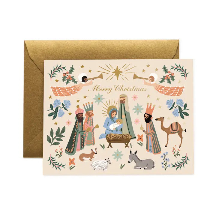 Rifle Paper Co. Nativity Scene Christmas Card | Build A Luxury Custom Gift Box for Women with Luxe & Bloom