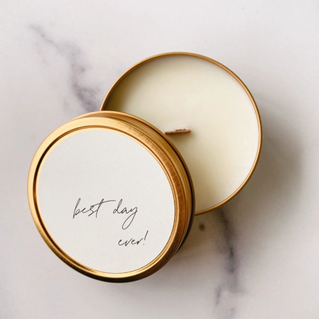 Simply Curated "Best Day Ever!" Soy Travel Candle | Build A Luxury Custom Gift Box for Women with Luxe & Bloom