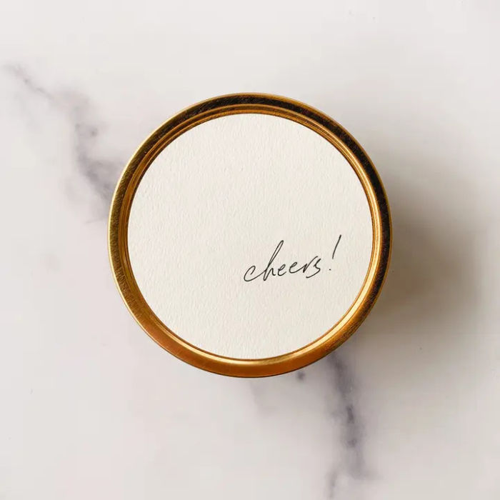 Simply Curated Cheers Soy Travel Candle | Build A Luxury Custom Gift Box for Women with Luxe & Bloom