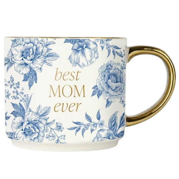 Sweet Water Decor Best Mom Ever Coffee Mug with blue floral design on a white background | Build A Luxury Custom Gift Box for Women with Luxe & Bloom
