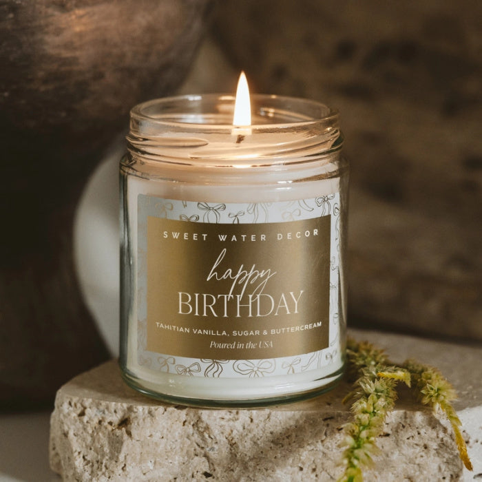 Sweet Water Decor Happy Birthday Candle - Create A Luxury Custom Gift Box for Women with Luxe & Bloom