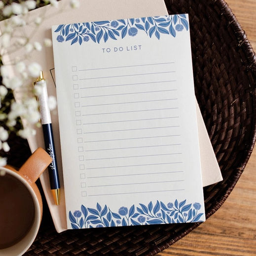 The Daily Grace Co. French Blue Floral To Do List Notepad | Build A Luxury Custom Gift Box for Women with Luxe & Bloom