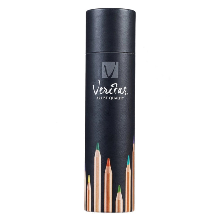 Set of Veritas artist quality colored pencils with black cylindrical container on a white background | Build A Luxury Custom Gift Box For Women