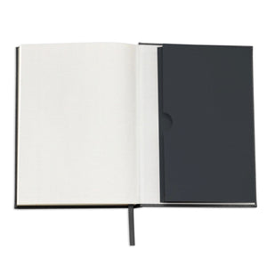 Open Wit & Delight Black Note To Self Notebook with black pocket on inside cover | Build A Luxury Custom Gift Box with Luxe & Bloom