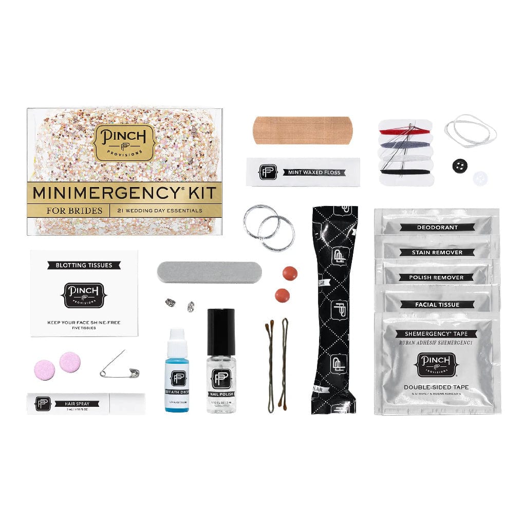 Pinch Provisions Pink Diamond Minimergency Kit for Bridesmaids, Includes 21  Emergency Wedding Day Must-Have Essentials, Perfect Bridal Shower and