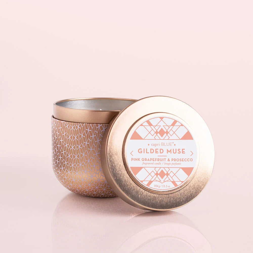 Capri Blue Pink Grapefruit & Prosecco Gilded Tin Candle - Luxe & Bloom Build A Custom Gift Box